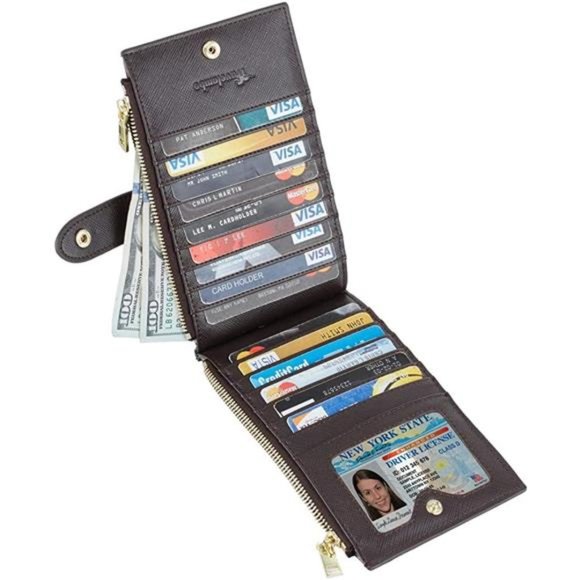 Womens Wallet RFID Blocking Bifold Multi Card Case Wallet with Zipper Pocket - Picture 5 of 5